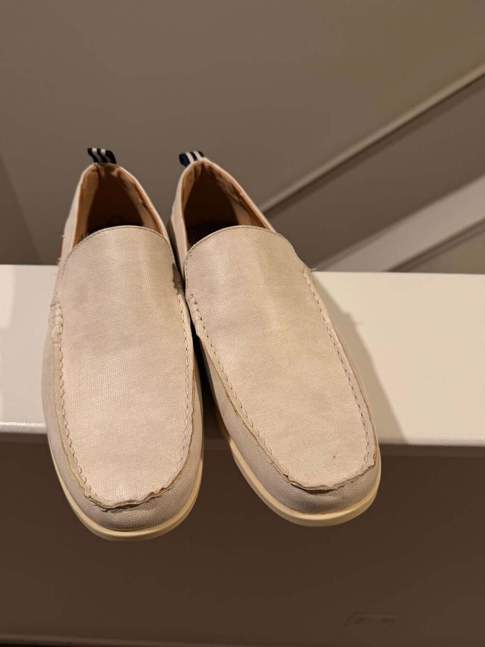 Lucio Ricci Slip-On Loafers Size 13M Sand Canvas Boat Shoes